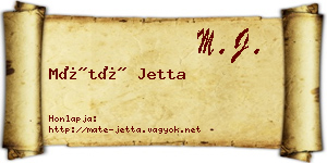 Máté Jetta névjegykártya